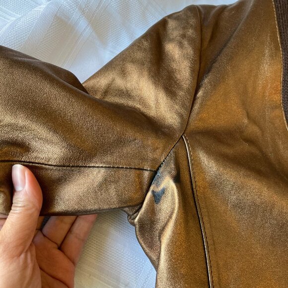 Marc Jacobs Metallic Genuine Lamb Leather Wool Cardigan Jacket - Picture 16 of 16